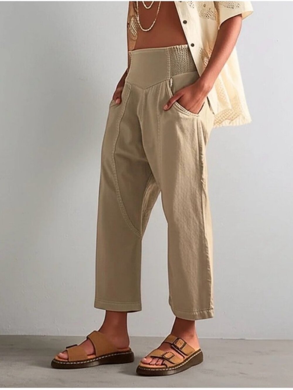 Free People We The Free Light Blue Lunan Harem Pull-On Pants - Picture 14 of 15